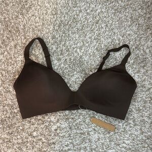 NWT SKIMS Wireless Form T-shirt Demi Lightly Lined Bra 42D Brown Espresso